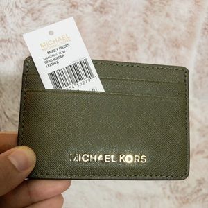 NWT Michael Kors Olive Card Holder